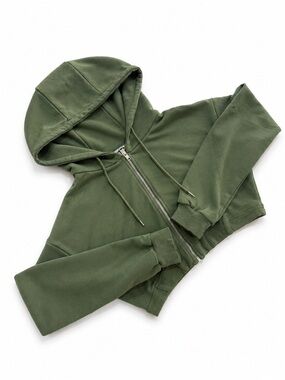Fashion Nova Olive Green Cropped Hoodie Jacket